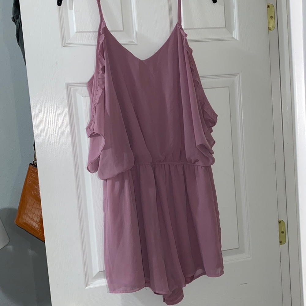 Lilac open shoulder romper